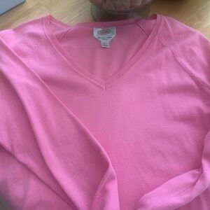 Talbots Pink V-Neck Sweater Smooth Fabric